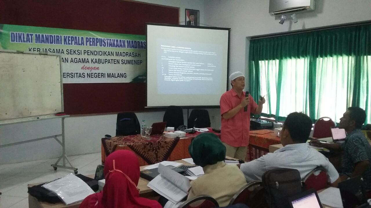 Pelatihan Manajemen Perpustakaan di Lingkungan Kemenag. Kab. Sumenep